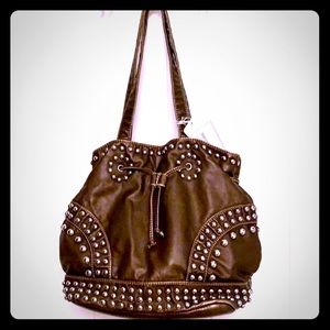 NWT Brown & Silver Studded Hobo Purse